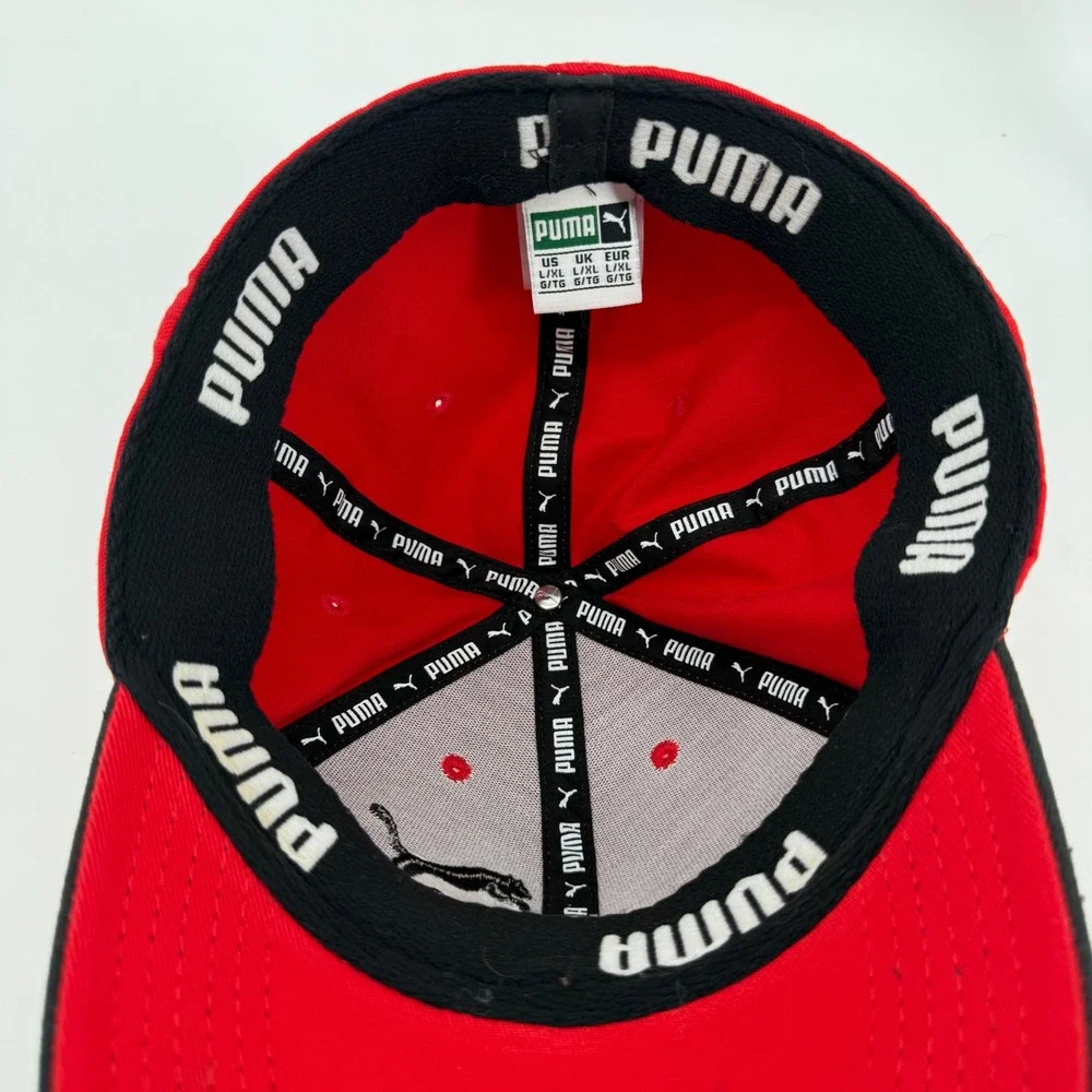 Puma Baseball Hat Mens L/XL Red Solid Cotton Embroidered Logo Stretch Fit